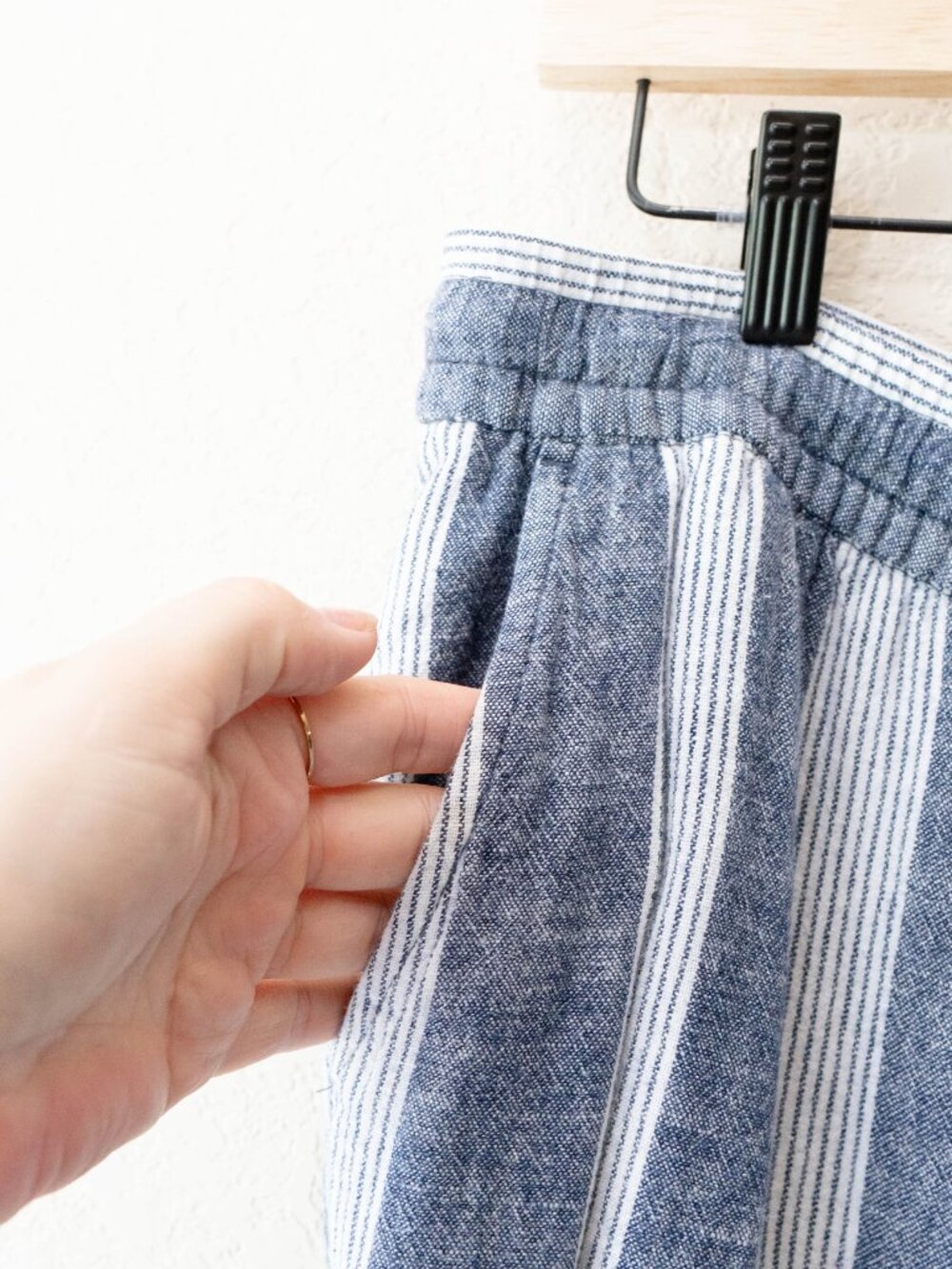 Old Navy Womens L Blue White Striped Linen Blend Wide Leg Pants Drawstring - Picture 8 of 14